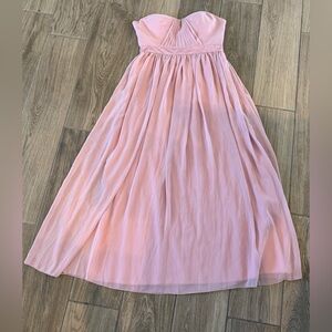 IEFIEL Plus Size 14 Ball Gown Dress Long Pink Strapless Chiffon Dress Prom Gradu